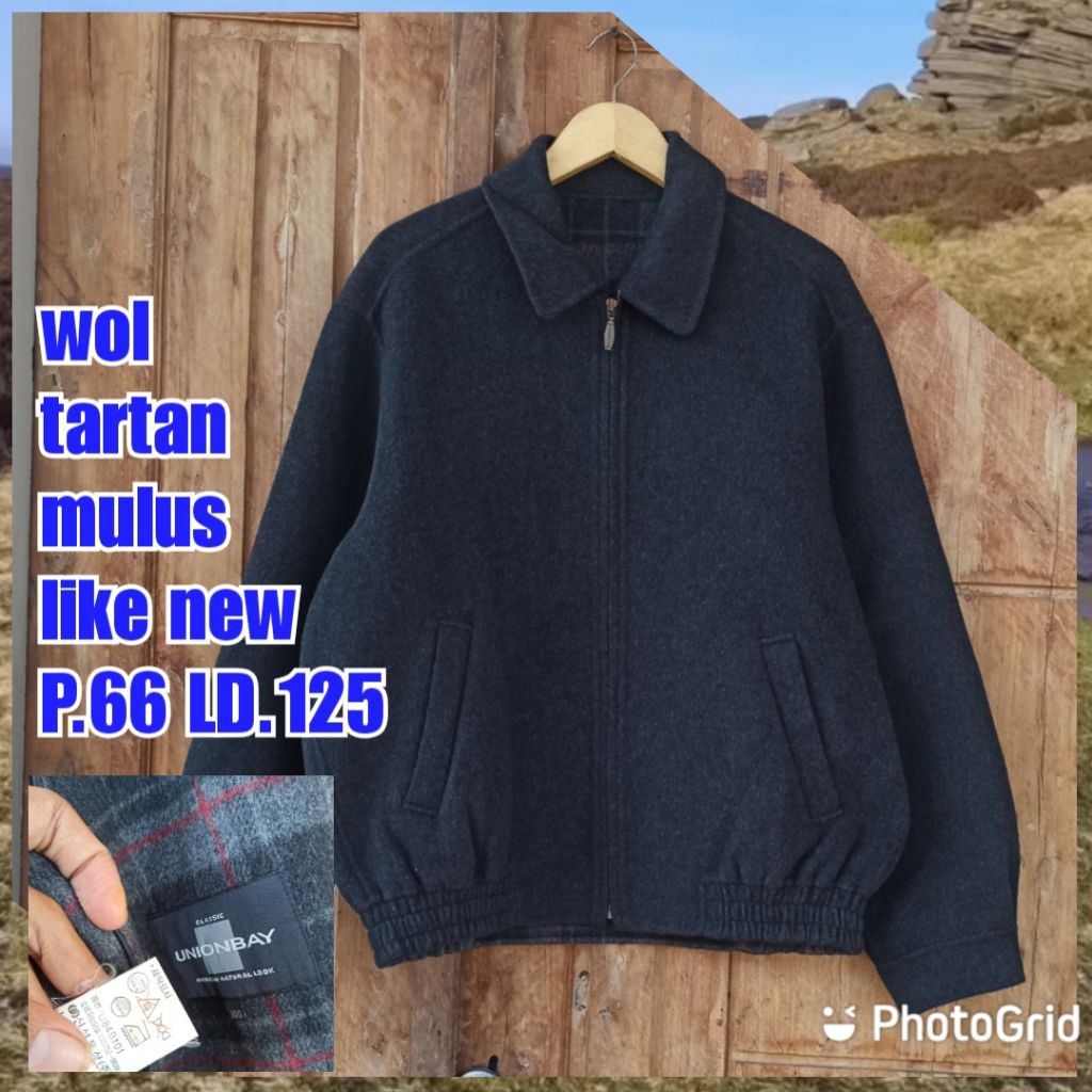 jaket work kerja casual formal Harrington wol tartan boxy unionbay