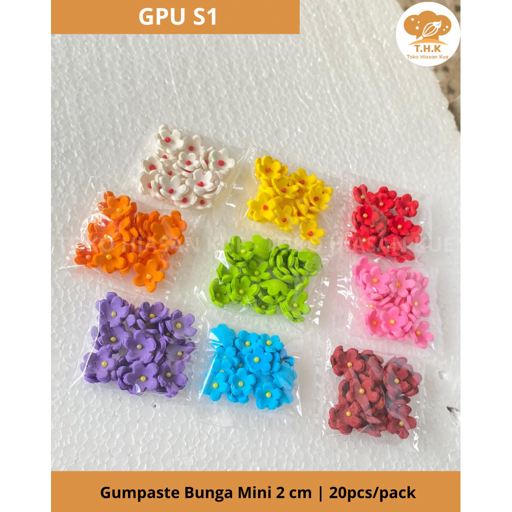 

GPU S1 - Hiasan Kue Bunga Gumpaste Mini 2cm (20pcs/pack)