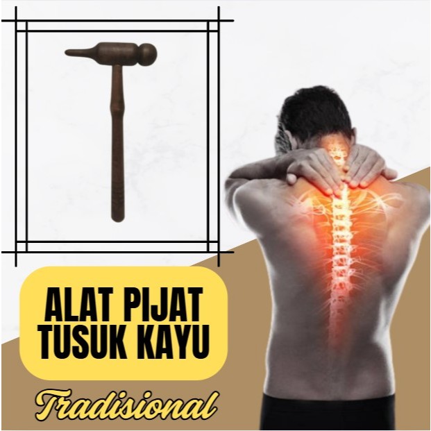 Alat Pijat Tradisional Bahan Kayu Kuat/Palu Pijat Punggung Lancip Alat Pijat Manual Kayu Asli