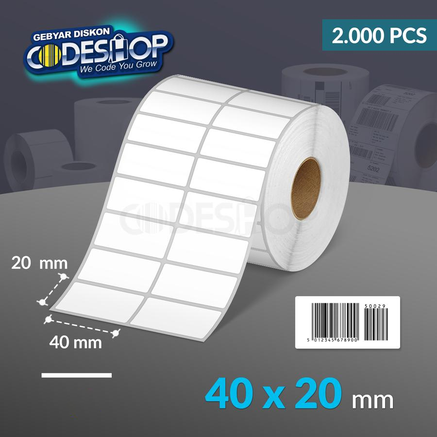 

Codeshop Label Thermal 40x20 / 40 x 20 mm 2 Line Stiker Printer Barcode Isi 2.000 Pcs