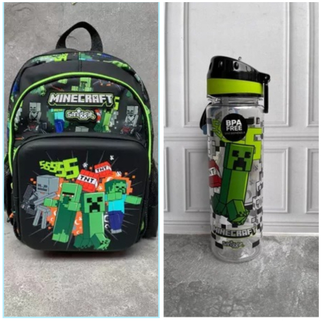 SMIGGLE X MINECRAFT SET BACKPACK JUNIOR & BOTOL - SET SMIGGLE