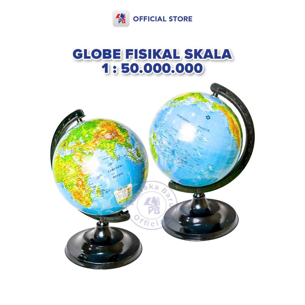 

Globe Bola Dunia / Globe Fisikal Skala 1 : 50.000.000 Diameter 25cm Frame Plastik / UD BAROKAH - UD