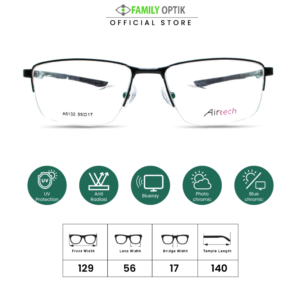 Family Optik - Kacamata Airtech Blueray Photocromic Anti Radiasi 6132
