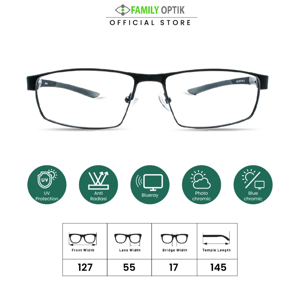 Family Optik - Kacamata Airtech Blueray Photocromic Anti Radiasi 6122