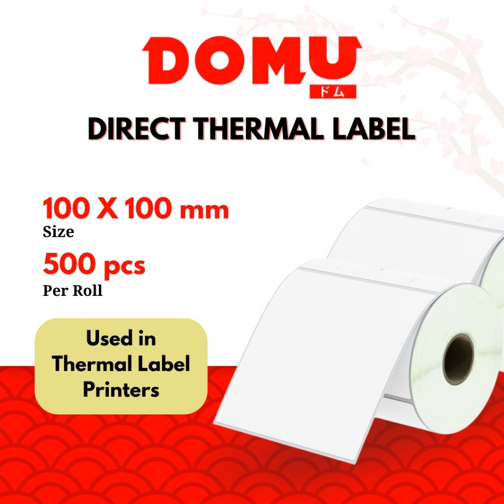 

MRH1 Kertas Sticker Label Thermal Resi 100x100 mm Isi Lembar per Roll