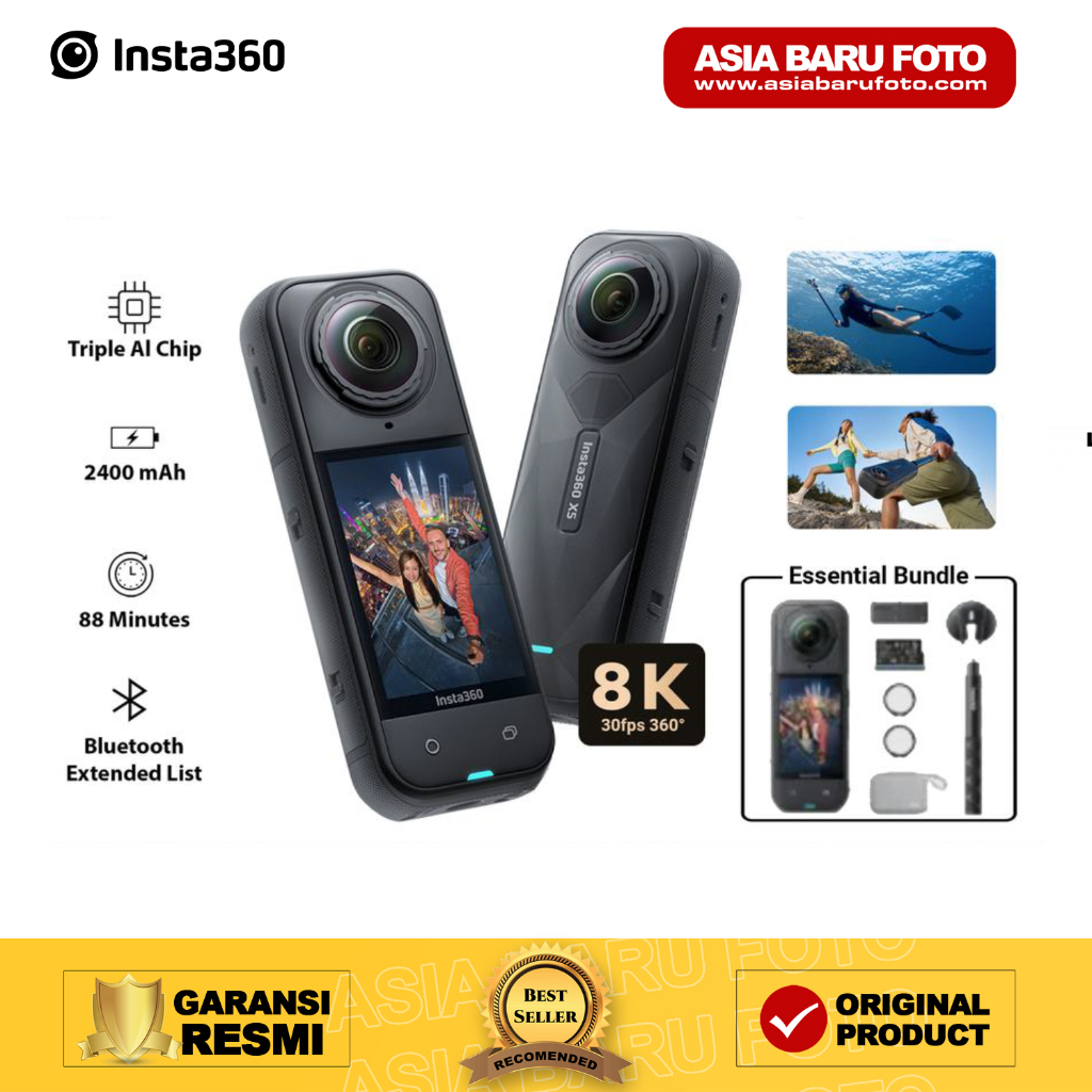 Insta360 X5 8K 360 Action Camera Insta 360 One X5 Action Cam - Essential Bundle