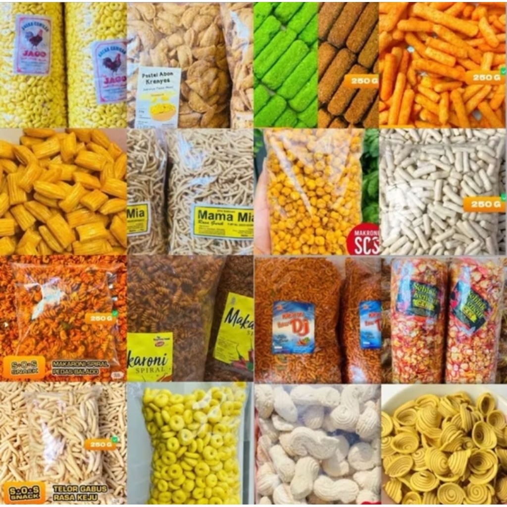 

SOS Snack Camilan Pedas Manis Gurih Serba 9 Ribu Kemasan 250gr