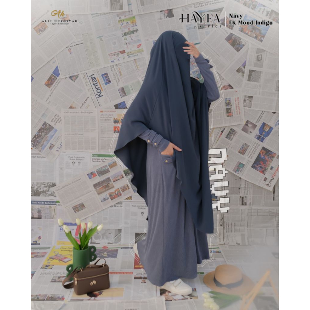 Gamis Hayfa Series (Navy) by Alfi Huraiyah