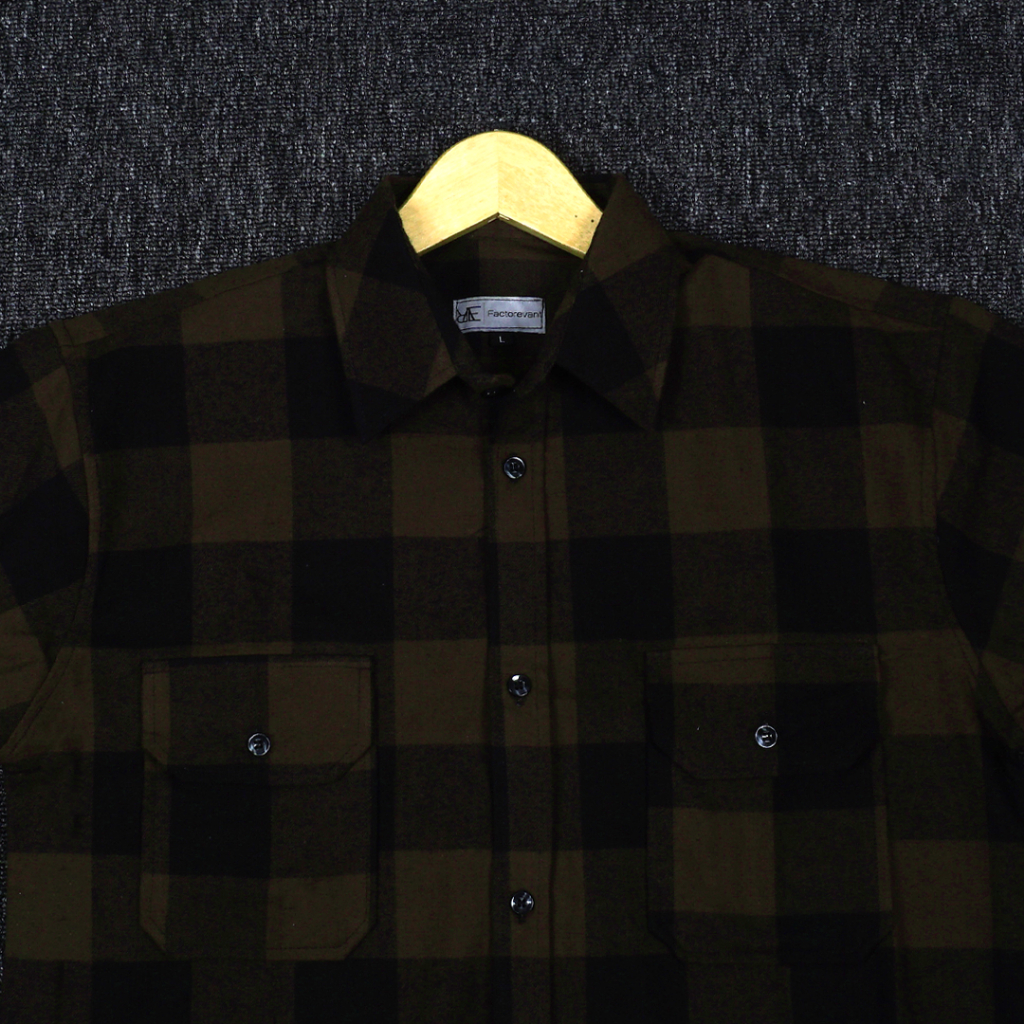 REEVANT Kemeja Flannel One Pocket Lengan Panjang Big Size Jumbo M L XL 2XL 3XL 4XL 5XL