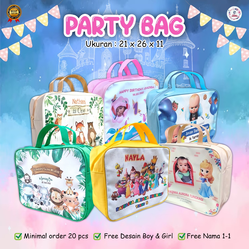 

PREMIUM MODEL PARTY BAG Tas Ultah Murah Di Bawah 15 Ribuan Tema Lucu Terbaru Dan Bisa Custom Tema Cewek Cowok, Foto, Nama Tamu