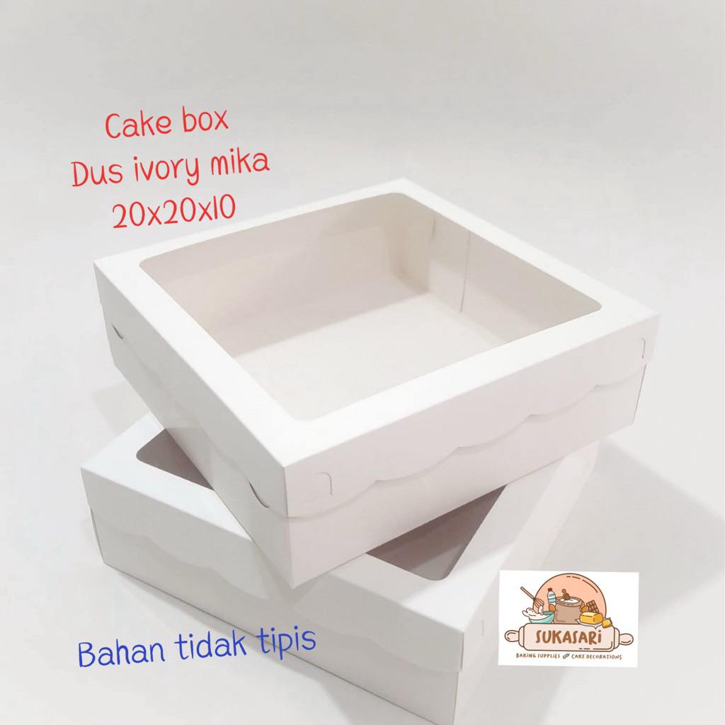 5 Pc - Dus ivory Mika 20x20x10 Cake Box dus Kue Putih ekonomis cake box