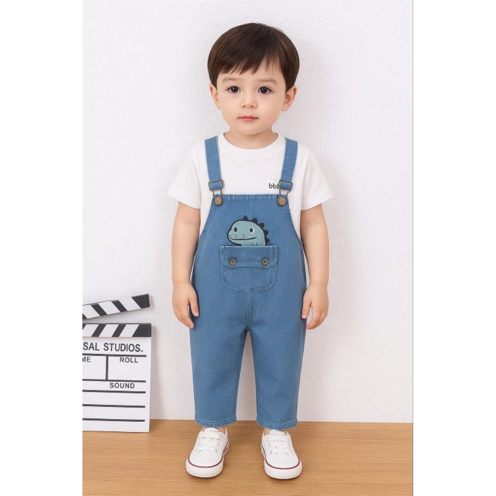 OVERALL DINO - Baju Kodok Anak Laki Laki 1-4 Tahun Overall Jeans Anak