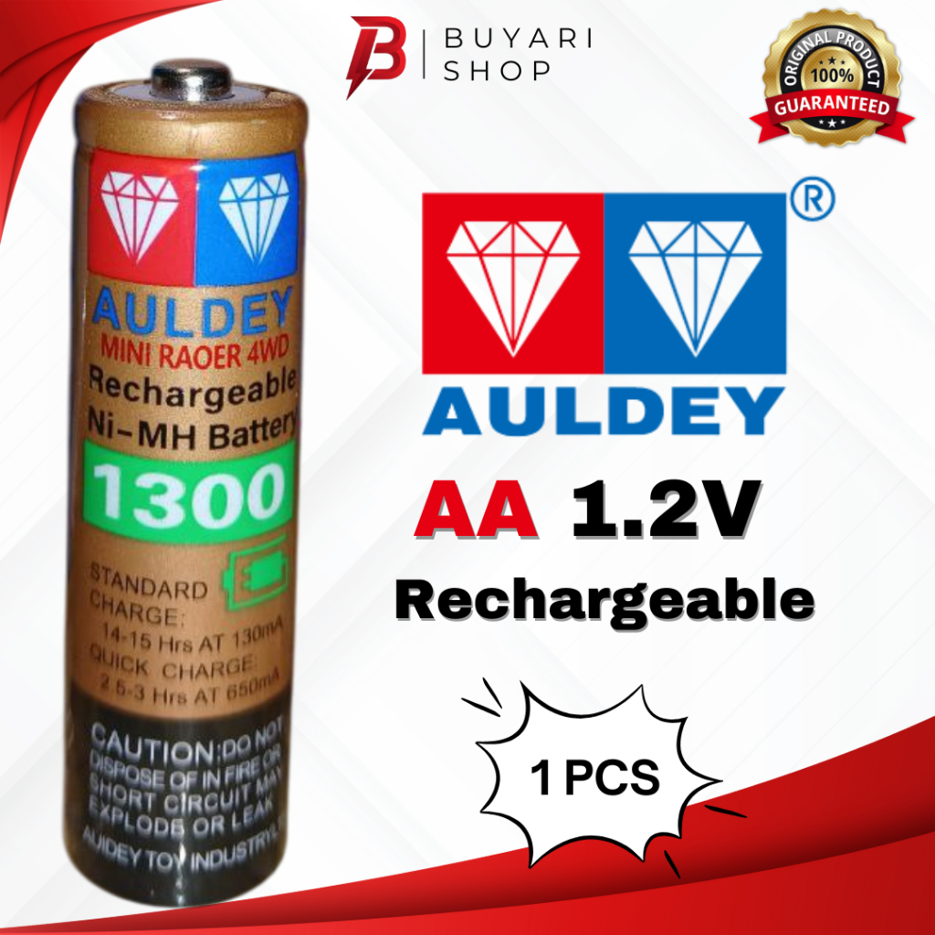Baterai Cas AA A2 AULDEY 1300mAh 1.2V Batre Charger AULDEY 1300 Mah Rechargeable Battery AA A2