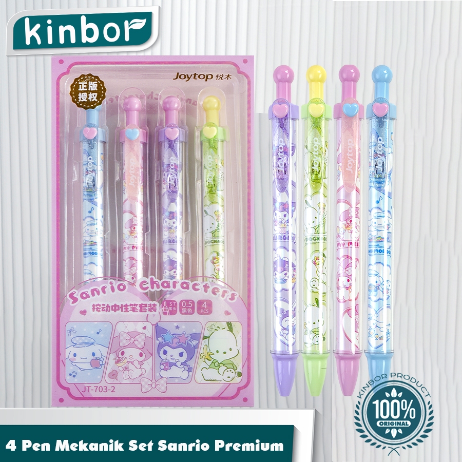 

Pulpen 1 Set 4 Pcs Black 0.5mm / Pen Pencet Anak Perempuan Sekolah Tinta Hitam