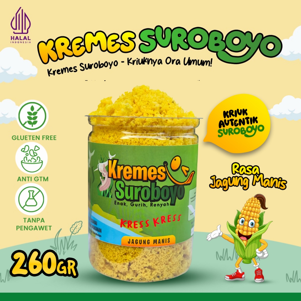 

Kremes | Kremes Jagung Manis Kremes Suroboyo 260gr – Super Renyah | Tanpa Pengawet | Camilan Anak & Topping