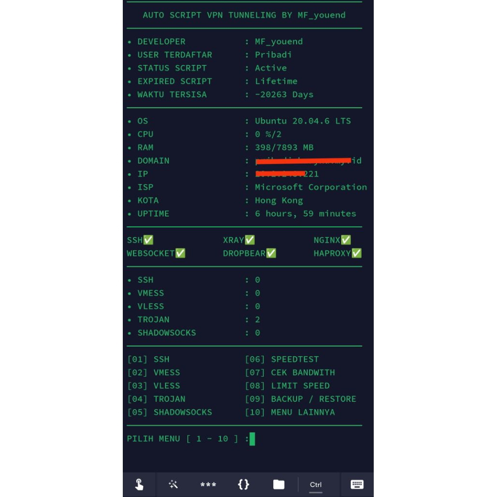 Script Install Vpn Tunneling Premium (Vmess,Trojan,Vless,Ssh,Shadowsock)