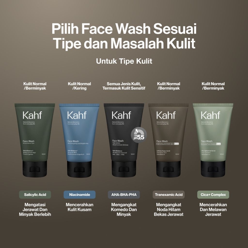 Face Wash | Sabun Cuci Muka Kahf 100ml | Cuci Muka Pria | Cuci Muka Termurah KAHF