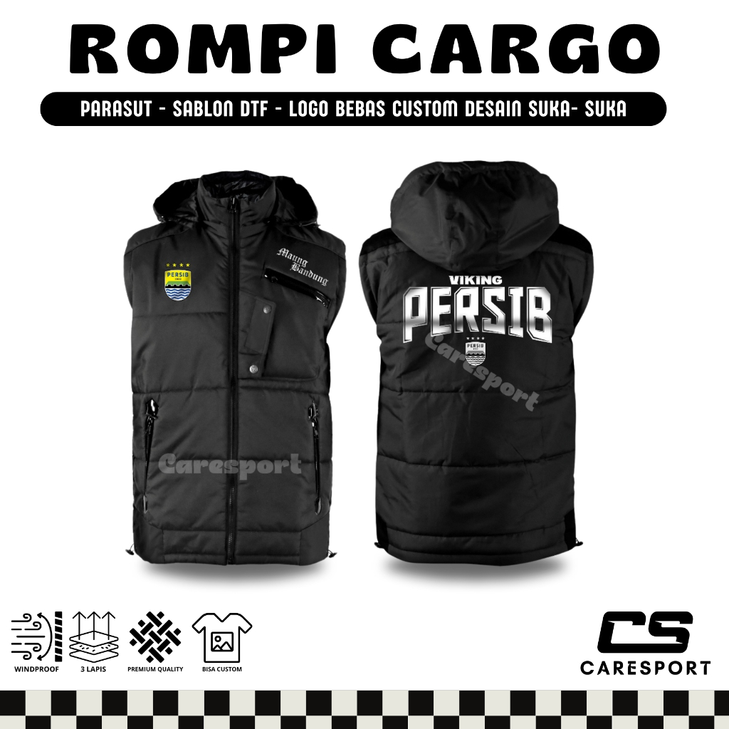 Rompi Parasut Viking persib bintang 4 terbaru fans juara maung bandung parasut tebal 3 lapis hangat