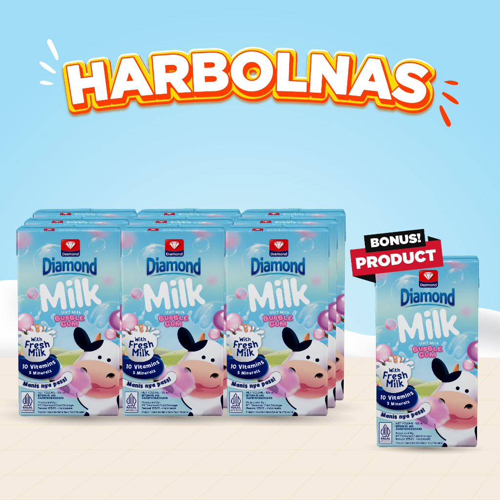 

BONUS PRODUCT BUY 9 PCS DIAMOND MILK UHT BUBBLE GUM 125 ML FREE BUY 1 PCS DIAMOND MILK UHT BUBBLE GUM 125 ML