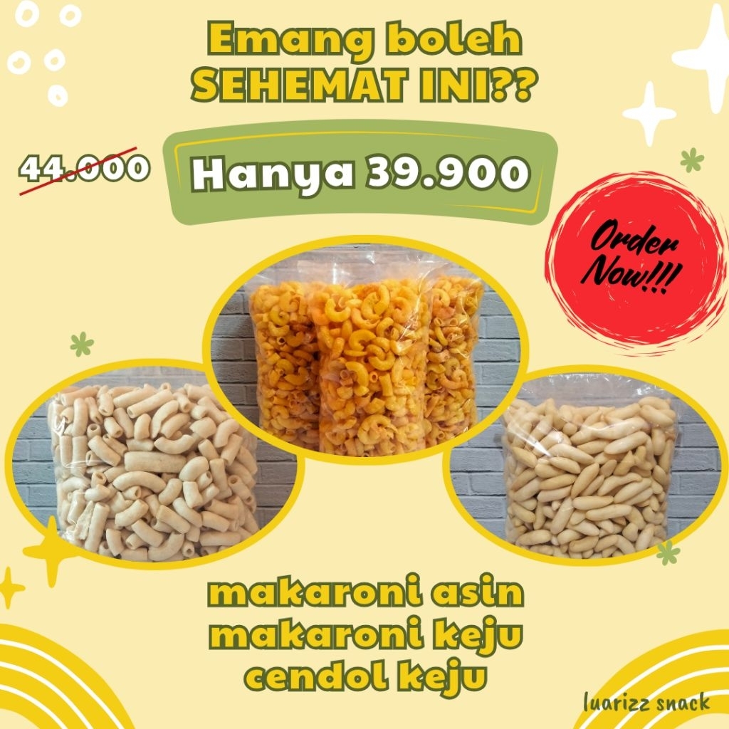 

Paket Hemat Snack 3 Macam Murah Makaroni Cendol Keju