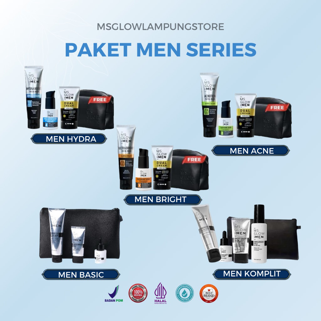 MS GLOW FOR MEN | PAKET  WAJAH |MEMBERSIHKAN MENCERAHKAN MENGHALUSKAN