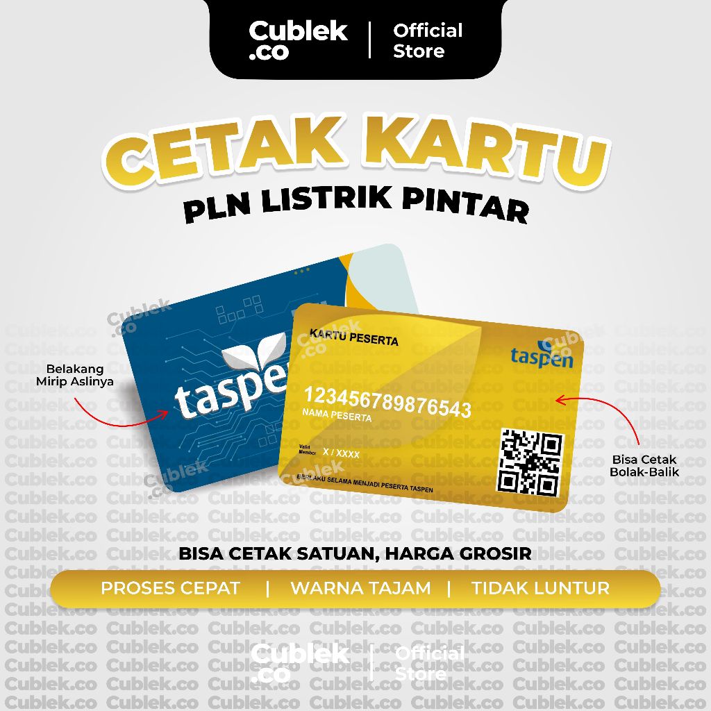 

Cetak ID Card Kartu Digital Fisik KARTU TASPEN Bisa Satuan Anti Luntur Bahan PVC Tebal 2 SISI - Cublek.co
