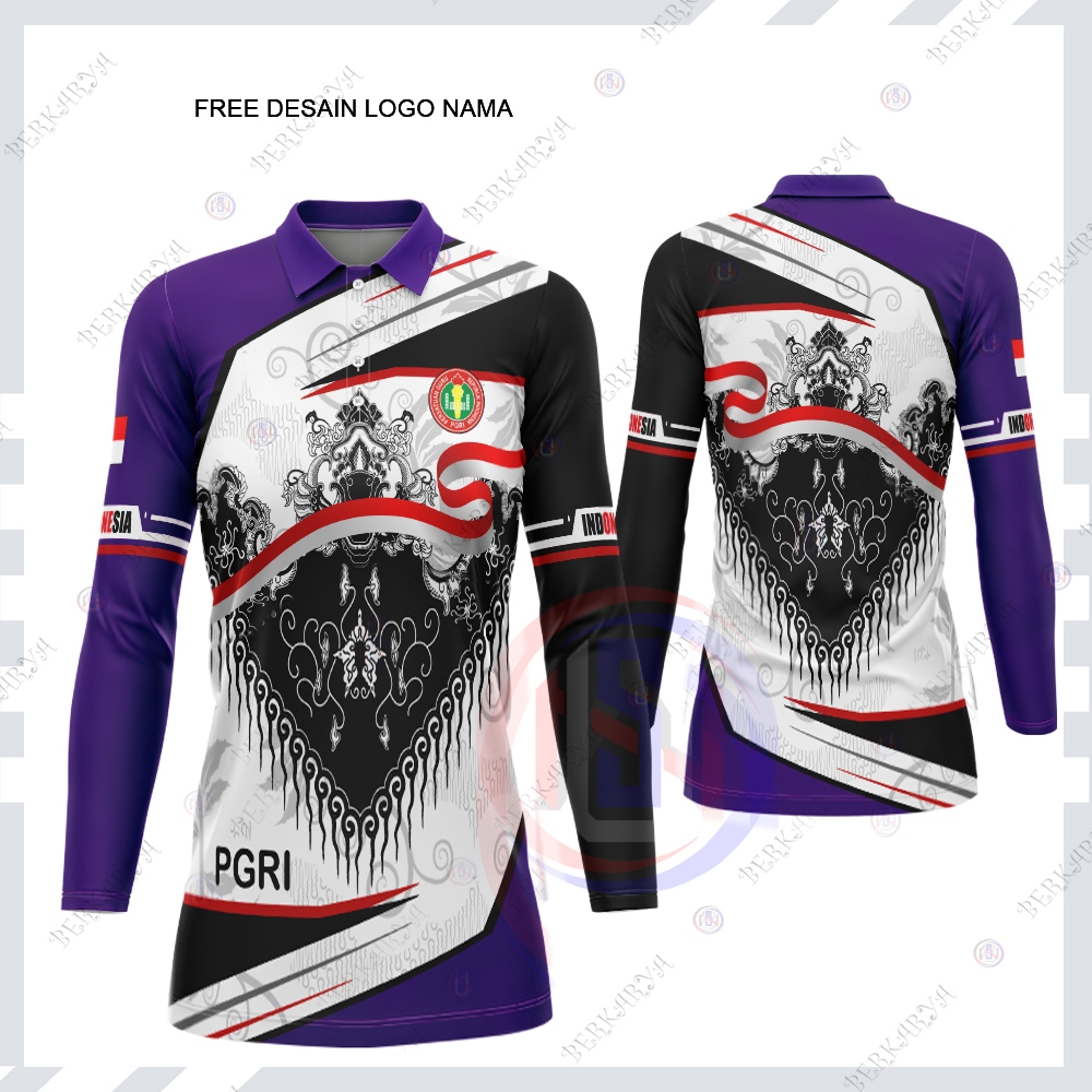 JERSEY TUNIK PGRI / JERSEY BATIK PGRI WANITA / BAJU PGRI WANITA MUSLIMAH / KAOS TUNIK POLO PGRI