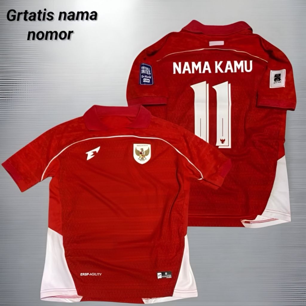 Jersey Nama No Punggung Setelan Sepak Bola Timnas Indonesia Kaos Timnas Indonesia 2024 Jersey Futsal