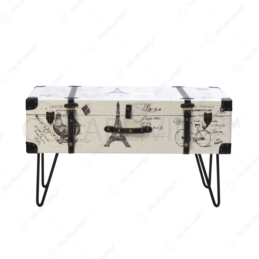 OLC MEJA KOPER VINTAGE MEJA KOPI AESTHETIC VINTAGE MOTIF PARIS WHITE KHUSUS JABODETABEK