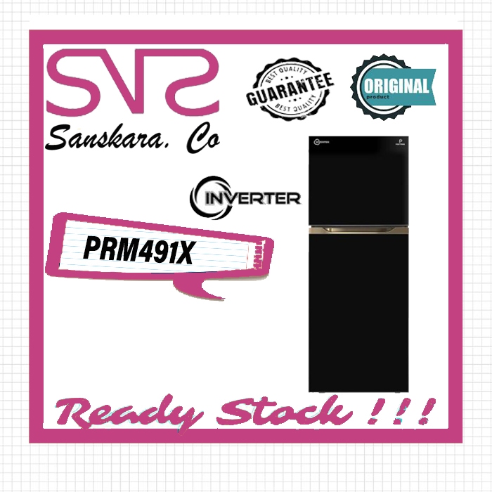 POLYTRON PRM491X Kulkas 2 Pintu 350 Liter Belleza Inverter PRM491