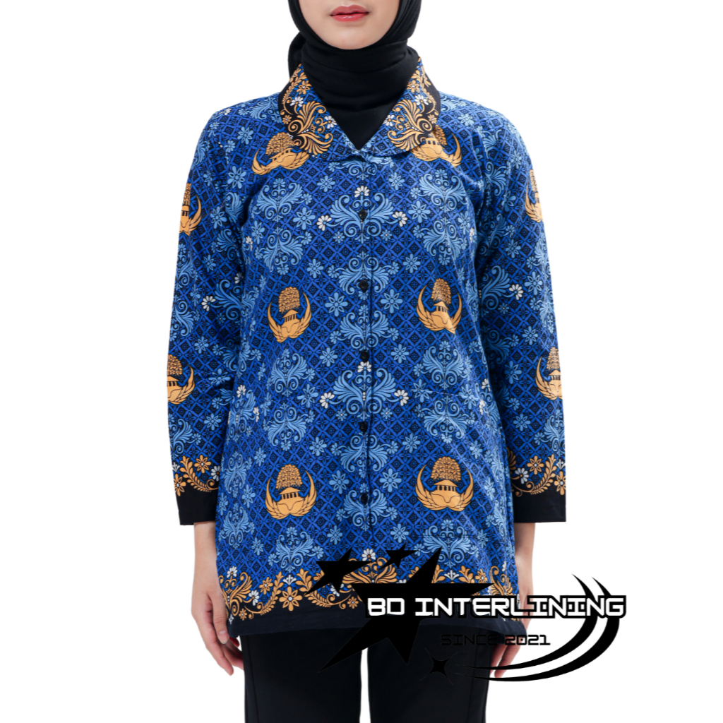 BATIK KORPRI TERBARU, BATIK KORPRI PRIA, BATIK KORPRI WANITA, BATIK KORPRI KERAH HITAM, SRAGAM KORPR