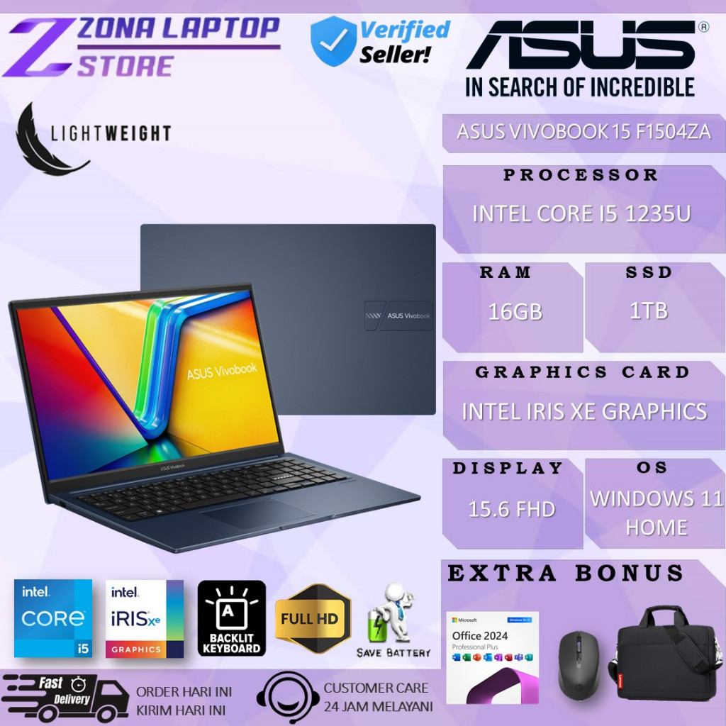 Laptop Asus Vivobook 15 F1504ZA Intel Core i5 1235U Ram 16GB 1TB SSD 15.6" Fhd Windows 11 Home