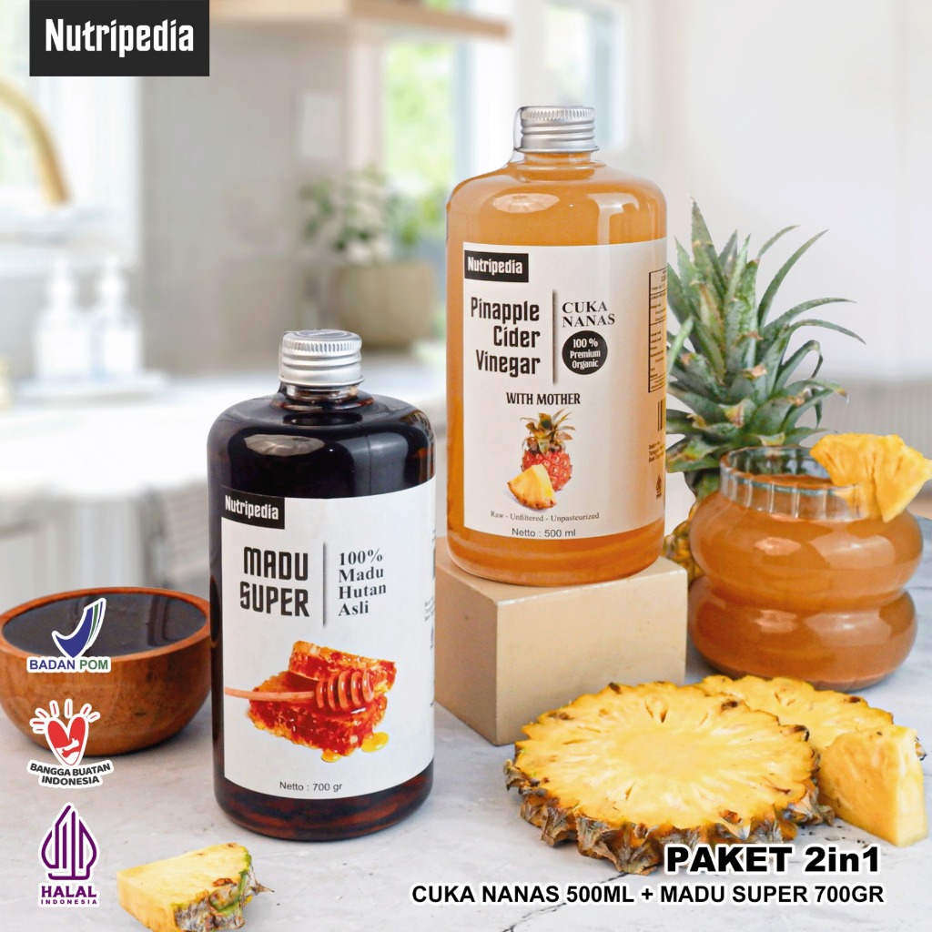 

Nutripedia - Paket Hemat Cuka Nanas 500ml dan Madu 700gr