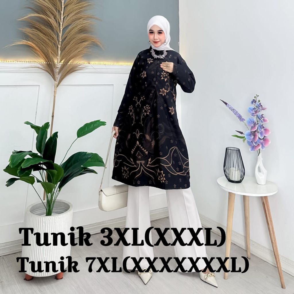 Tunik Batik Wanita Modern Premium Jumbo Baju Seragam Kantor Guru Kerja Kondangan Terbaru