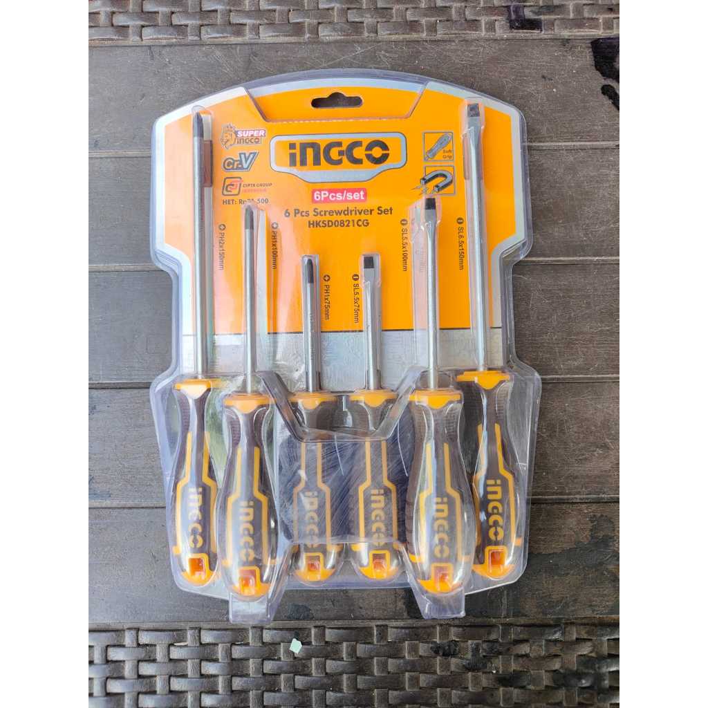 Screwdriver Set INGCO HKSD0821CG Obeng set 6pcs INGCO