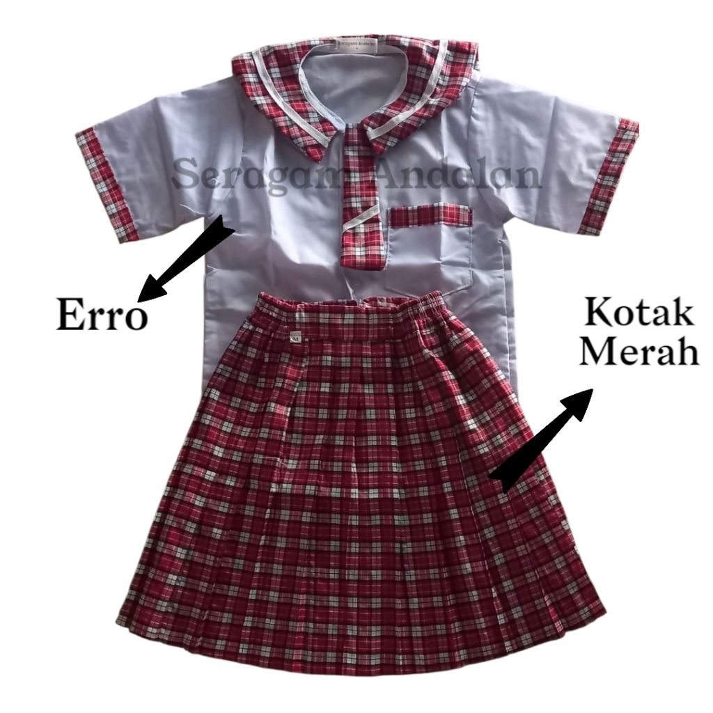 Seragam TK/PAUD Kotak Merah Hati