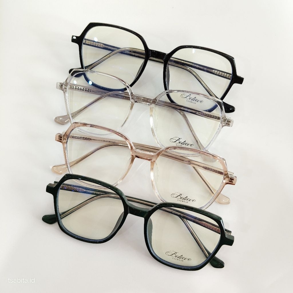 Kacamata frame bulat transparan Titanium IP - B