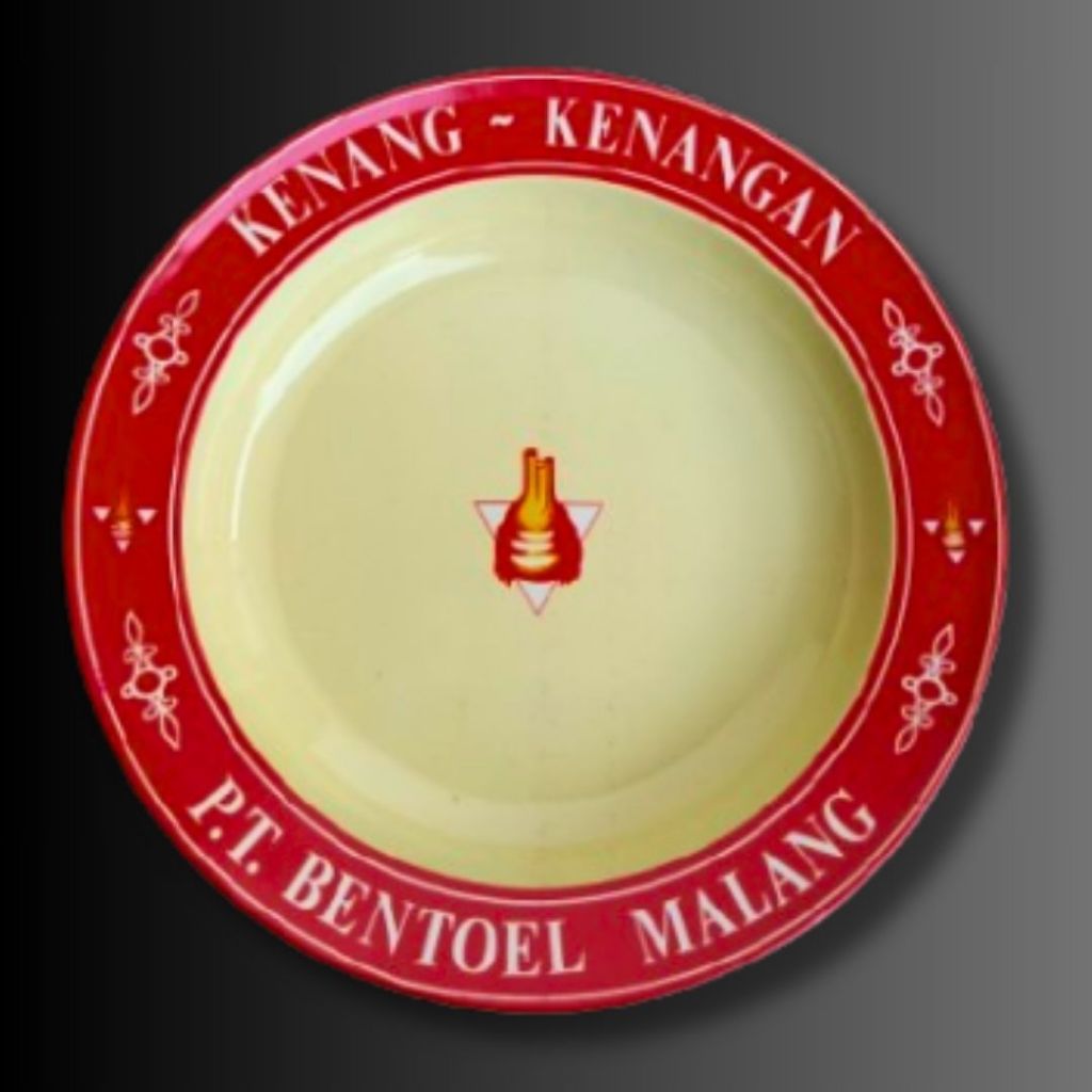 Piring Jadul Bentoel 22cm | Piring Kenangan Enamel Vintage Logo Rokok PT Bentoel Malang
