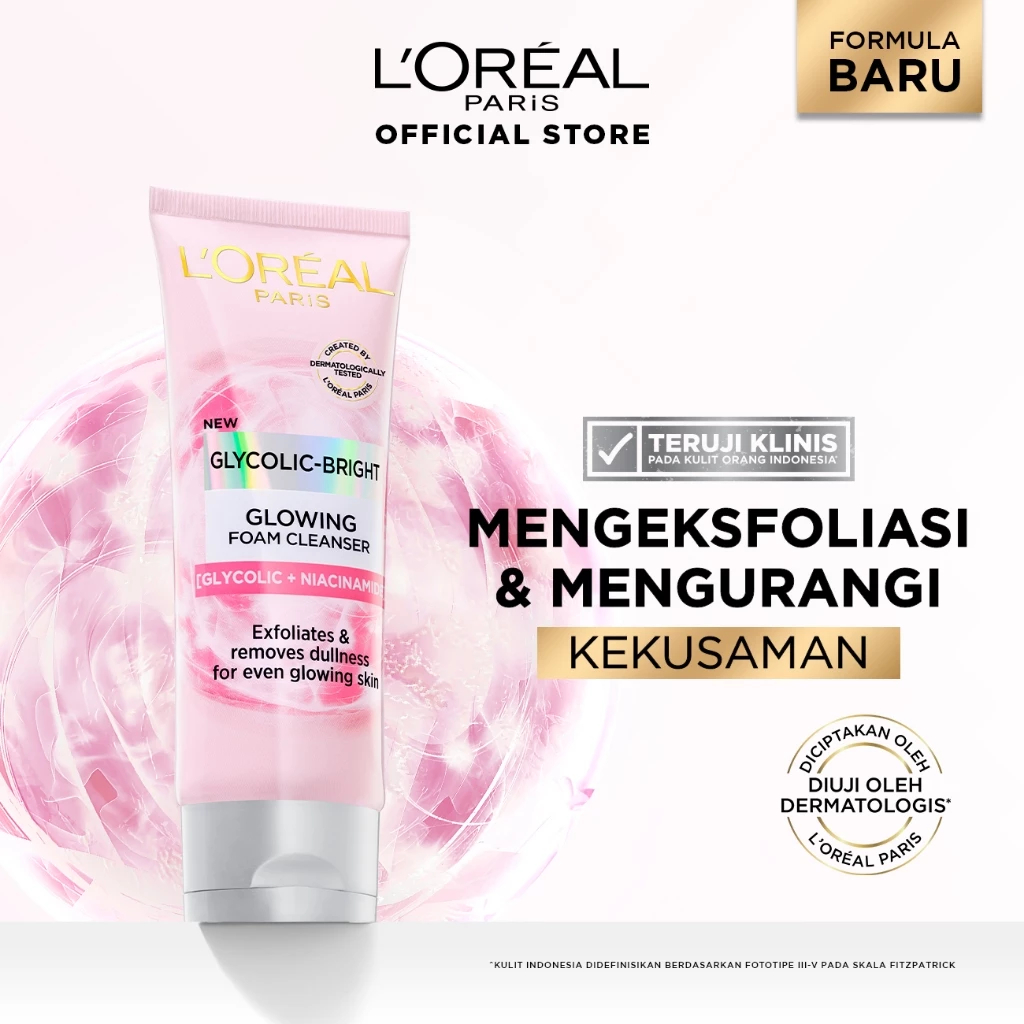 [BPOM] L'Oreal Paris Glycolic Bright Daily Cleanser Foam Brightening Facial Wash Loreal Glyco Acid