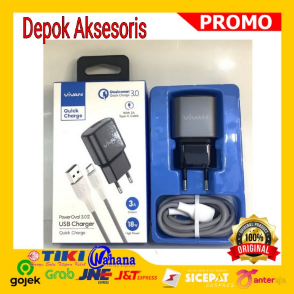Vivan Quick Charger Power Oval 3 II 18W Watt USB to Type C