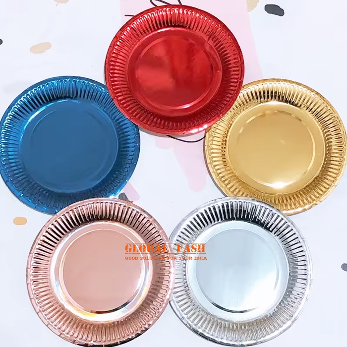 Piring Kue Polos mengkilap besar / Paper Plate polos metalik / piring kue kertas pesta ulangtahun el