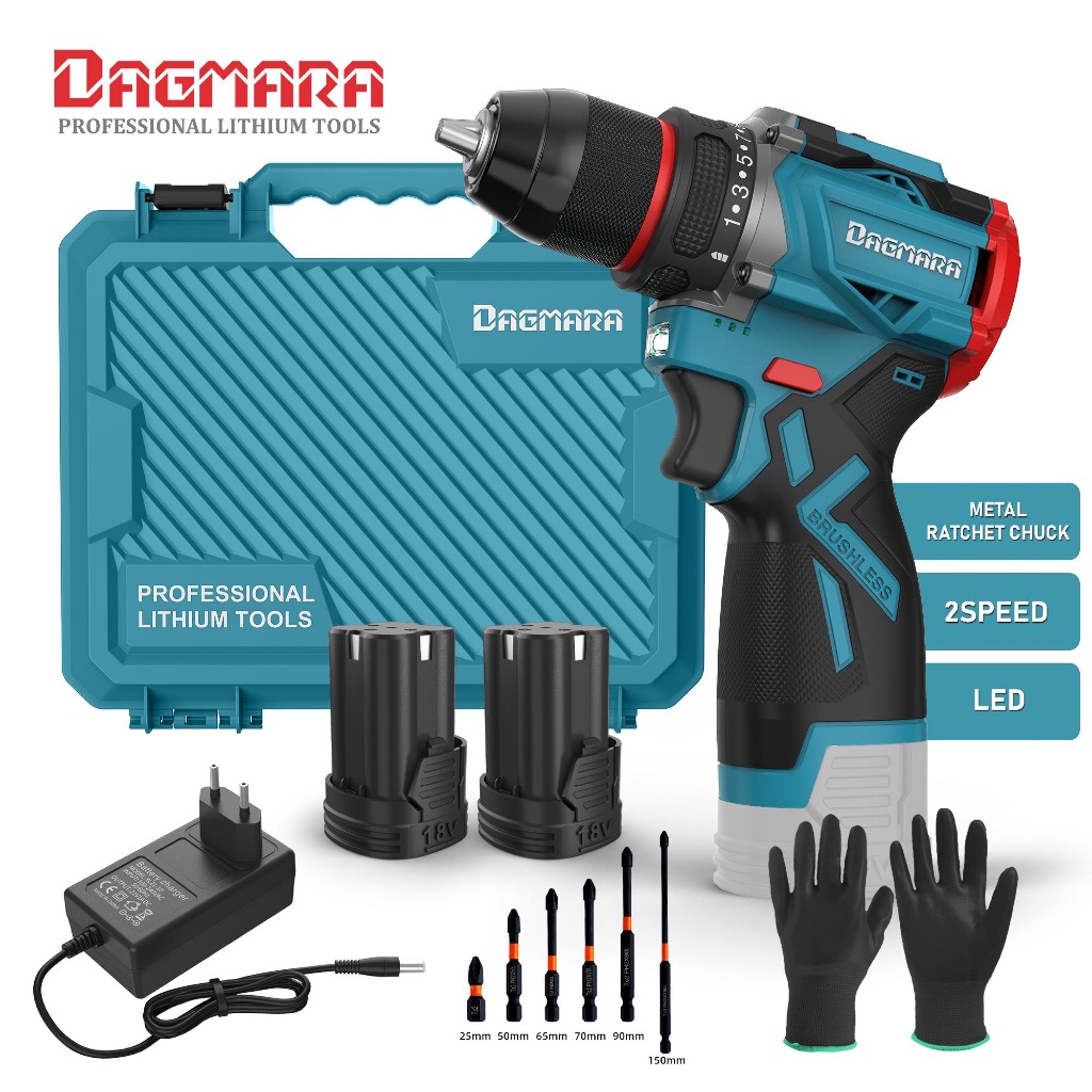 Opinkrandam - DAGMARA 16.8V Brushless Cordless Drill - Rechargeable Screwdriver Hand Drill Power