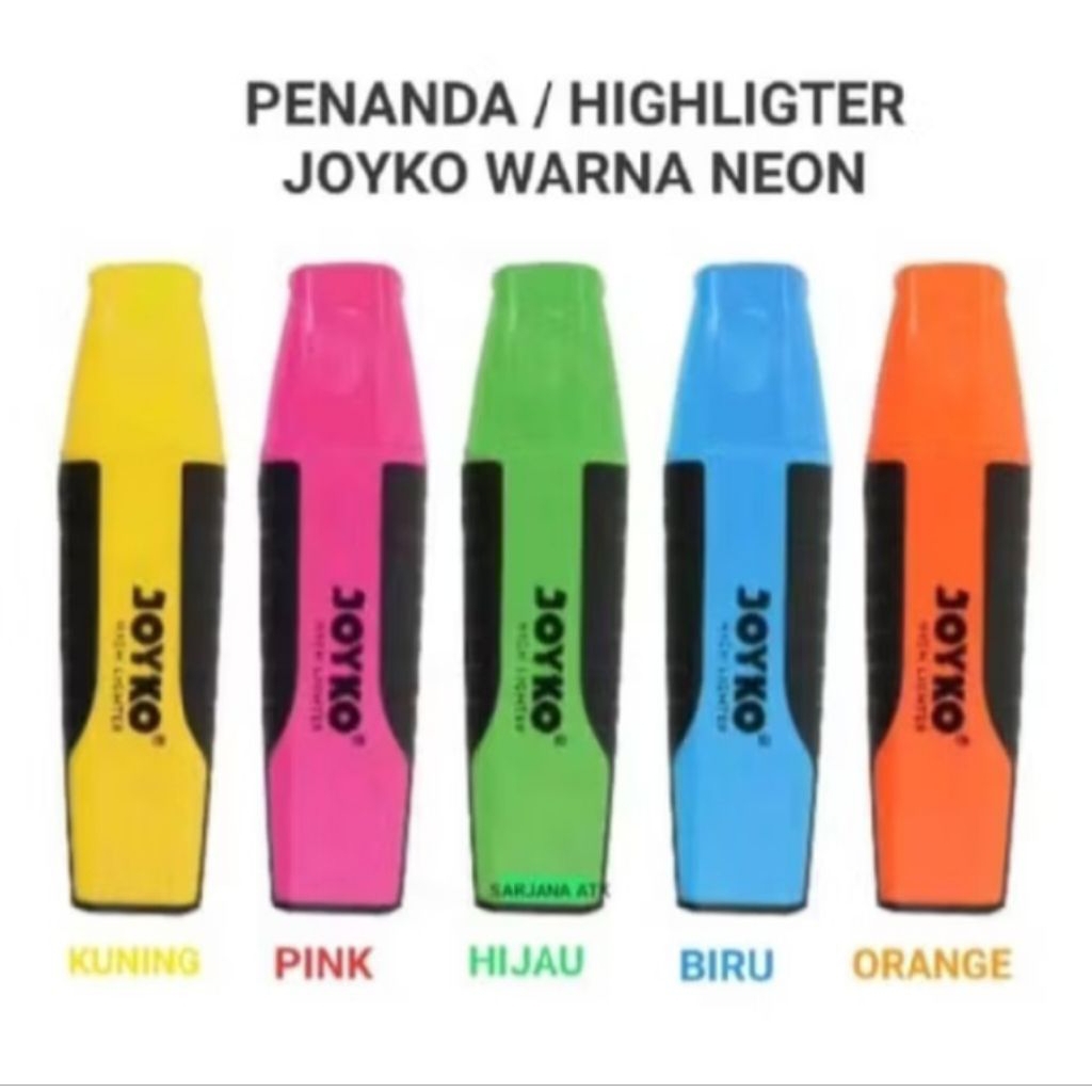 

JOYKO Highlighter Stabilo Penanda Berwarna Biru / Hijau / Kuning / Orange / Pink - Pcs.