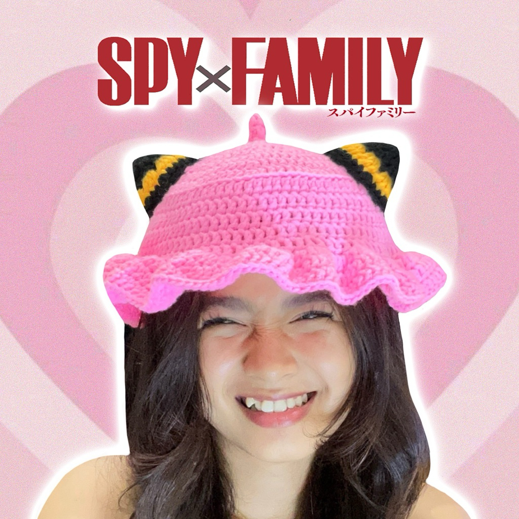 READY STOCK Anya Bucket Hat Crochet // Topi Rajut Anya Forger Spy X Family