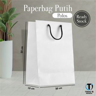 

PAPER BAG PUTIH POLOS - TAS SOUVENIR PERNIKAHAN KRAFT PUTIH 20 X 25 X 10 CM