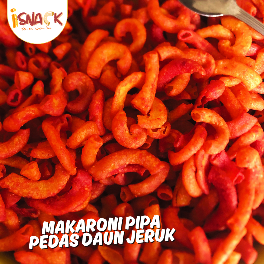 

150GR | MAKARONI PIPA PEDAS DAUN JERUK VIRAL ISNACK BY INDHI