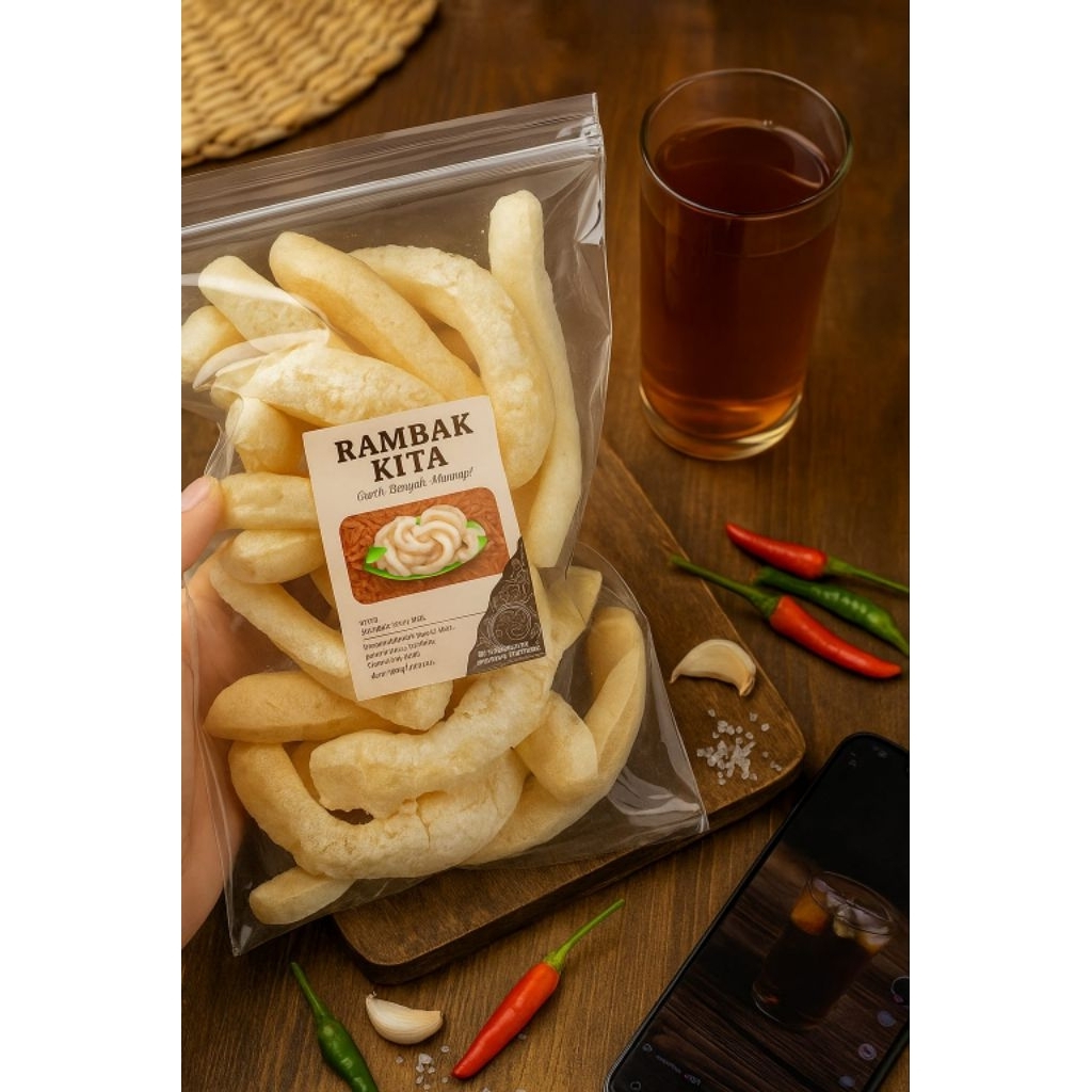 

Krupuk Rambak Kulit Sapi/100% Dari Kulit Sapi Asli/Krupuk Rambak 50gr