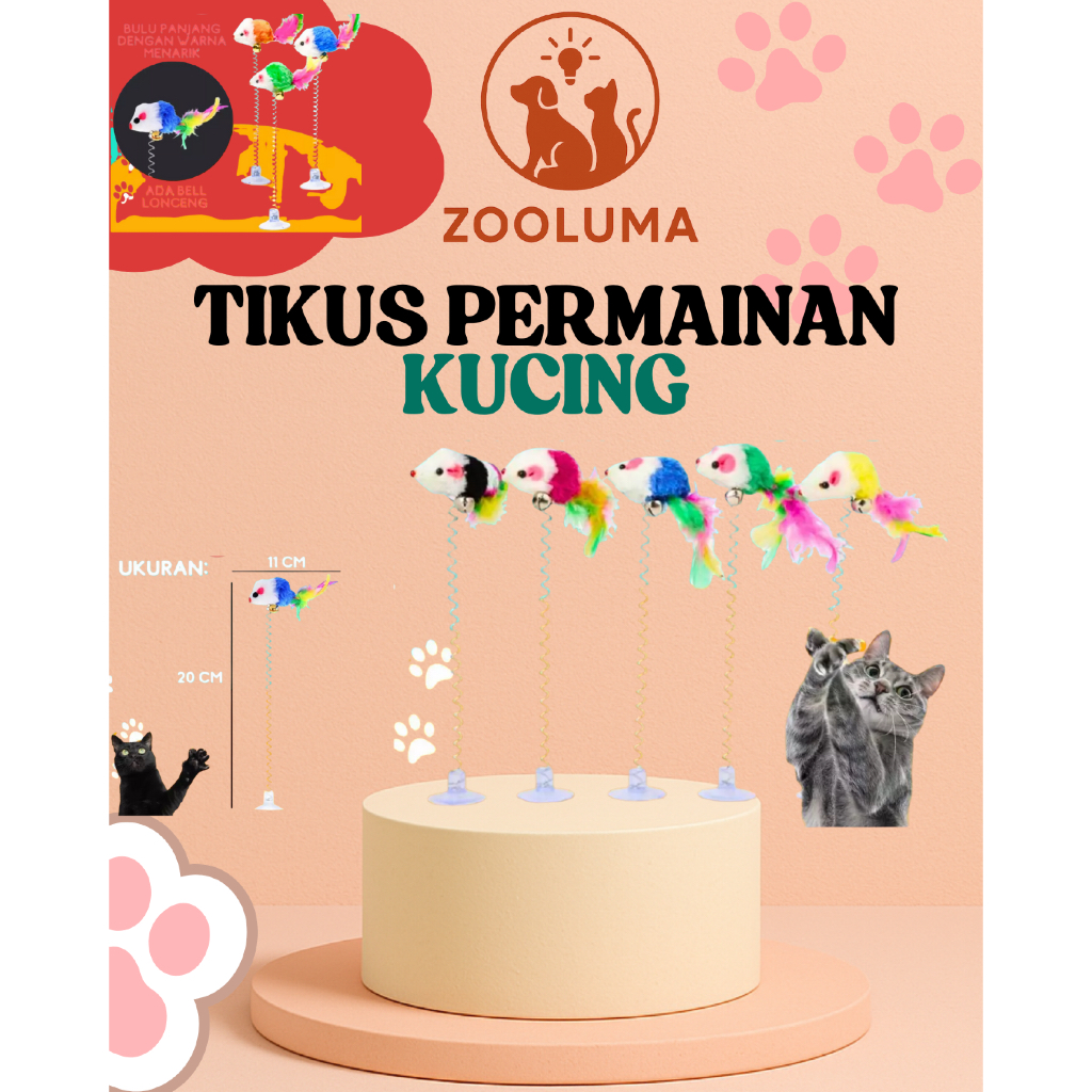 Spring lonceng tikus - Mainan kucing tikus per