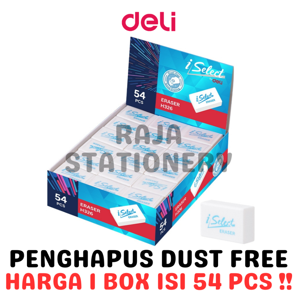 

DELI EXAM ERASER WHITE SMALL ISELECT DUST FREE PENGHAPUS DELI UJIAN KOMPUTER I-SELECT PUTIH KECIL BEBAS DEBU EH326 BOX [54PCS]