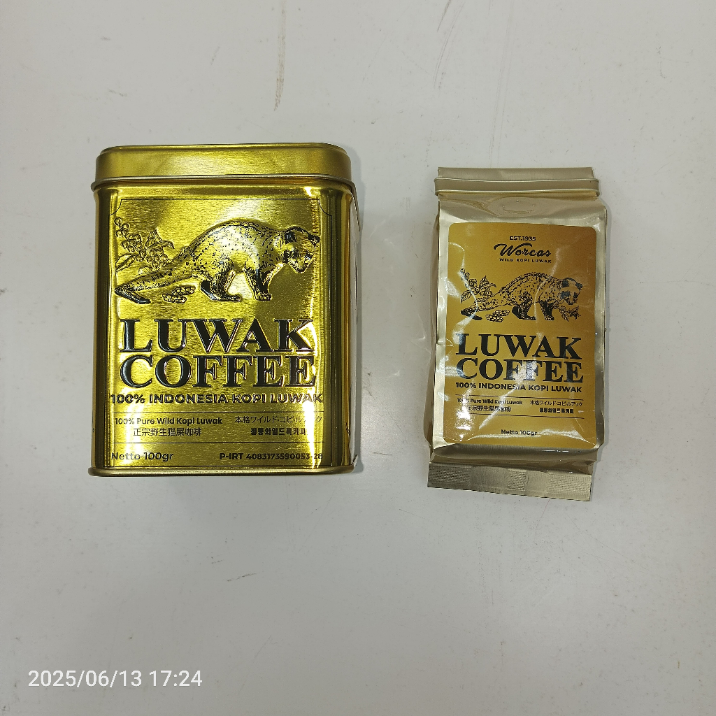 

Worcas Tin Can Gold 100 Gram | Worcas Wild Kopi Luwak Tin Can Gold 100 gram | Kopi Luwak Arabika 100% Wild Kopi Luwak
